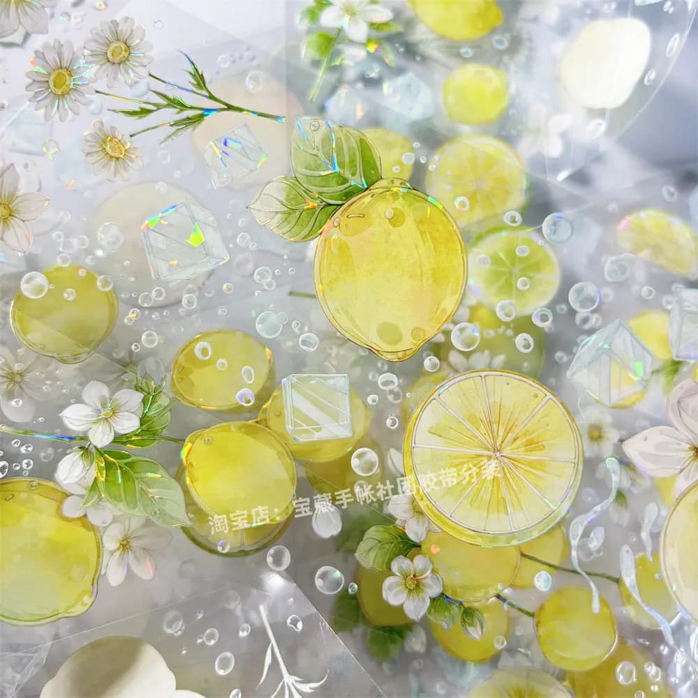 Journal washi pet tape sample a973 lemon sparkling water day and night fresh antique PET material account mobile phone case stic