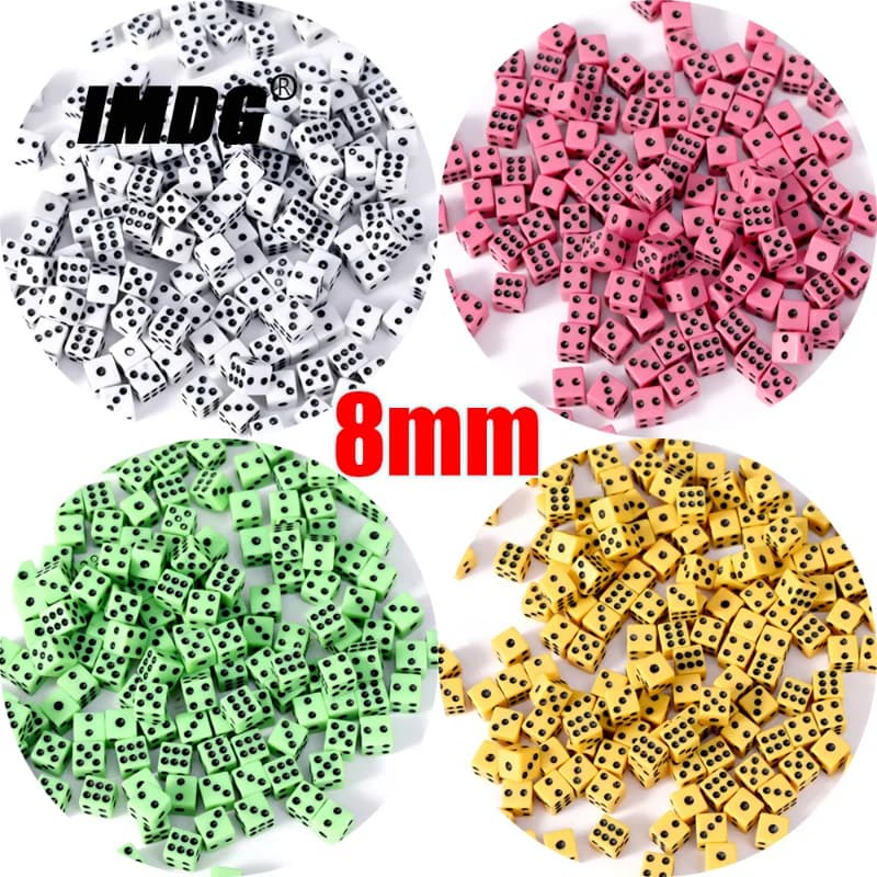 100 pz/pacco dadi angolari quadrati in acrilico da 8mm ad angolo retto Puzzle Mahjong automatico Mini cubi da gioco