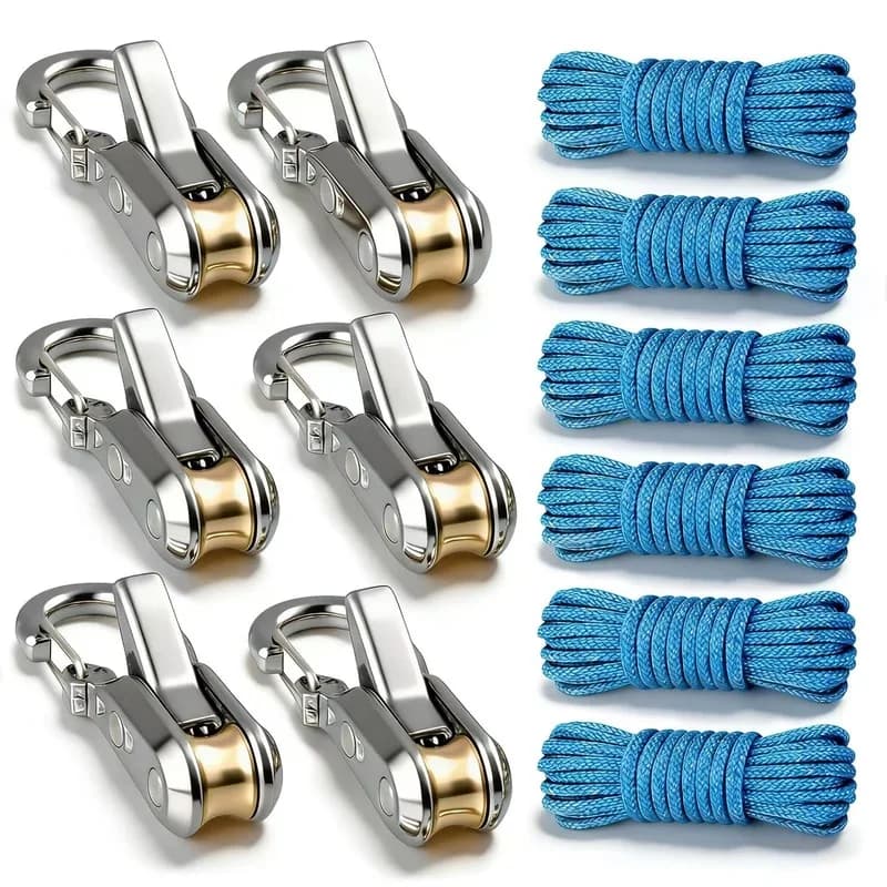 6pcsAdjustable Rope Tightener, Locking Rope Tensioner Buckles for RV Camping, Boat, Kayak, Tent, Tarp and Outdoor Use