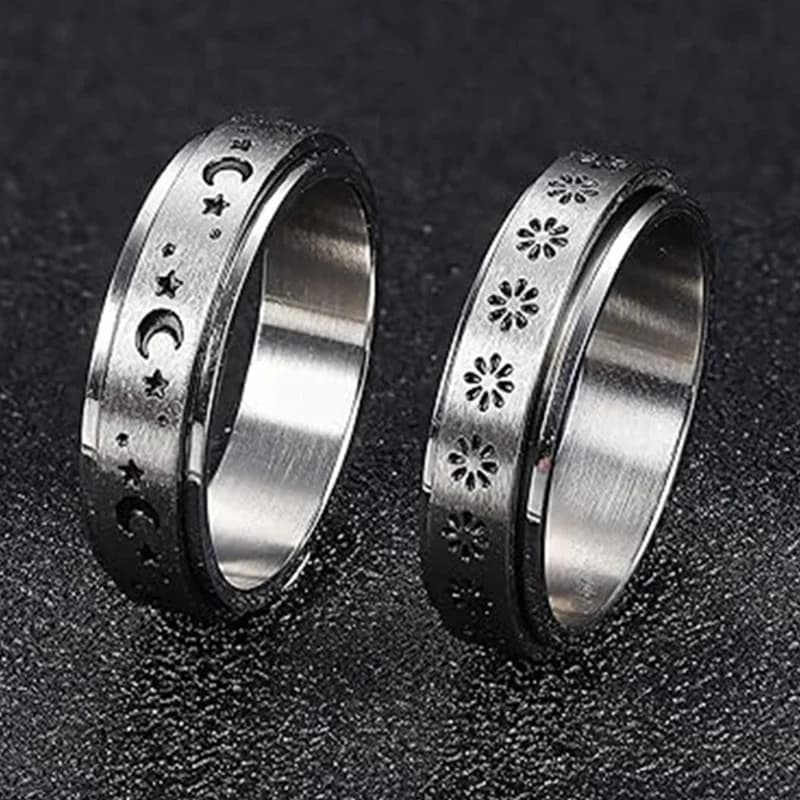 Anello di ansia in acciaio inossidabile con design a rotazione libera Accessorio antistress per donne e uomini Gioielli Fidget Spinner alla moda