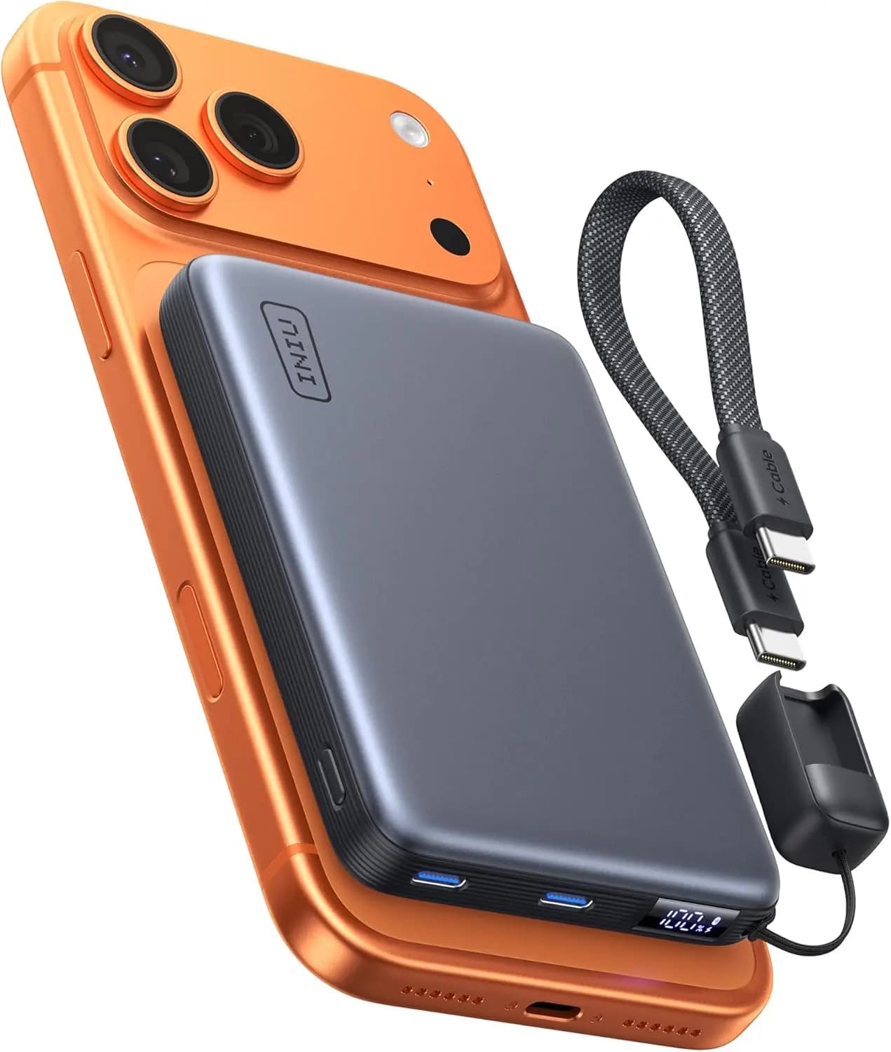 Power Bank Magnetic Qi2.2 Ultra 25W Subtile, 10000mAh with Fast PD Charging from 45W, USB C Cable for iPhone Air Models