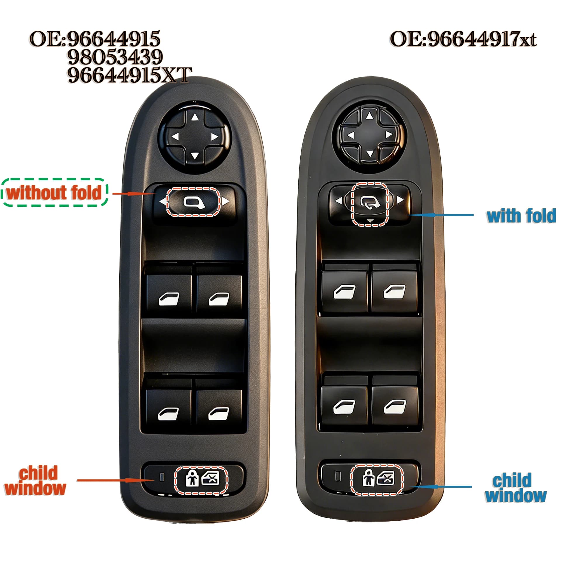 96644915 Per Citroen C5 Peugeot 308 508 2007-2013, Interruttore Principale Elettrico per Finestrini, Pulsante di Controllo Alzacristalli Lato Guida