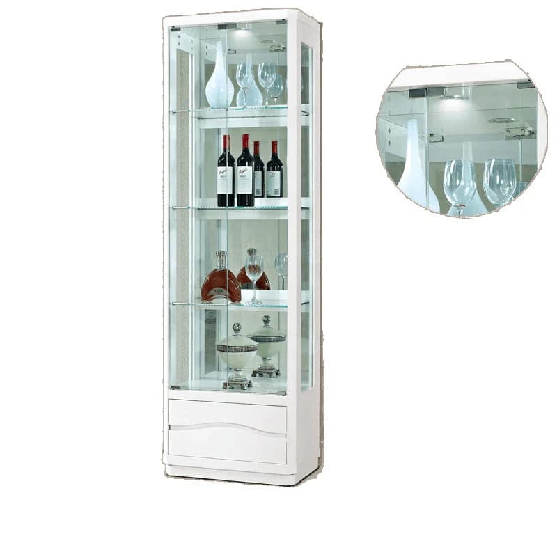 Nuovo vetrina per vino in vetro contro il muro, moderna e semplice per la casa con serratura, armadietto per vino bianco integrato
