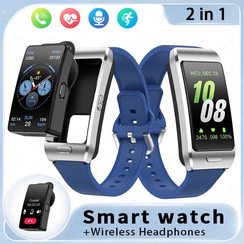 LIGE Nuovo Smart Watch con cuffie wireless ECG AI Voce Chiamata Bluetooth GPS Traiettoria sportiva Fitness Smartwatch per uomo Donna