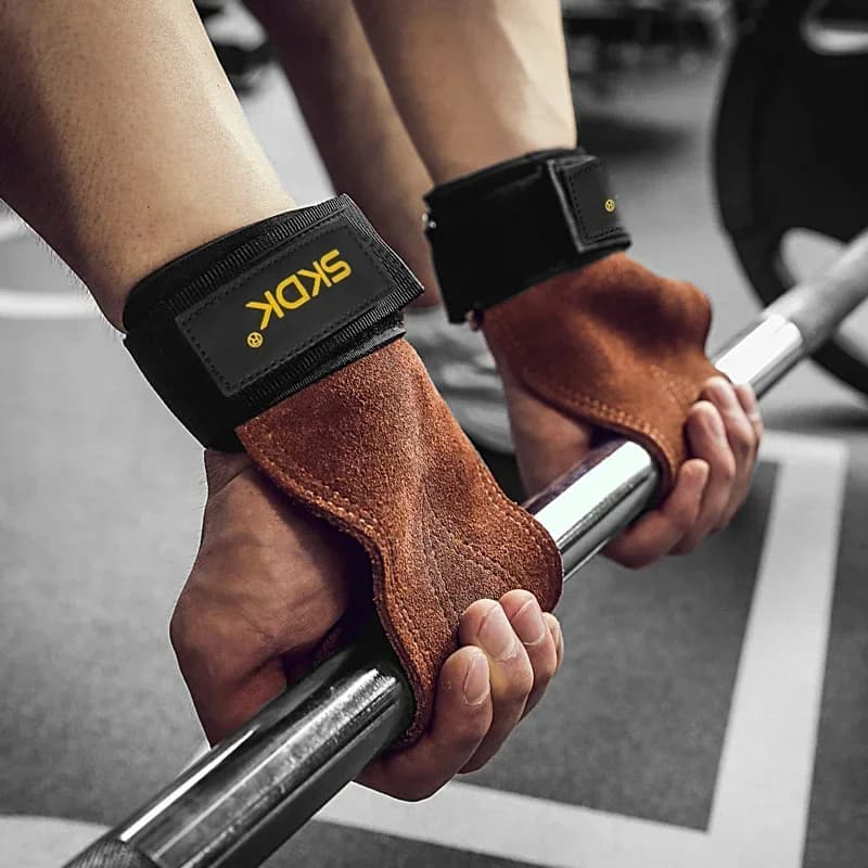 2Pcs Anti-Slip Wear-Resistant Gym Gloves Fitness Hand Palm Protection with Wrist Wraps for Weight Lifting Hard Pull Grip Pads