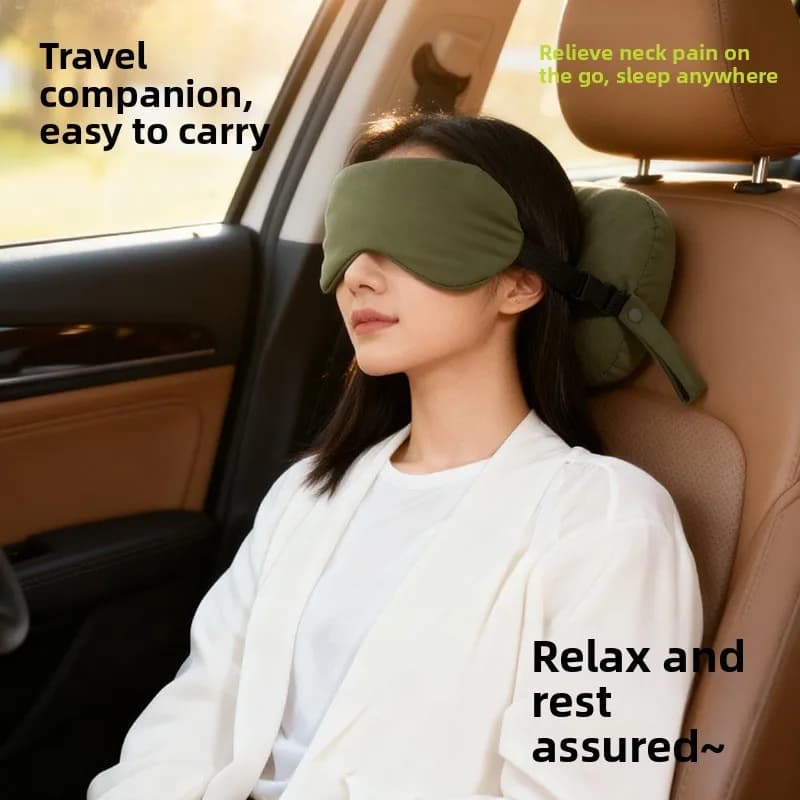 Maschera per gli occhi regolabile e supporto per il collo, cuscino da viaggio due in uno a forma di U, design traspirante per il comfort durante il sonno e la guida