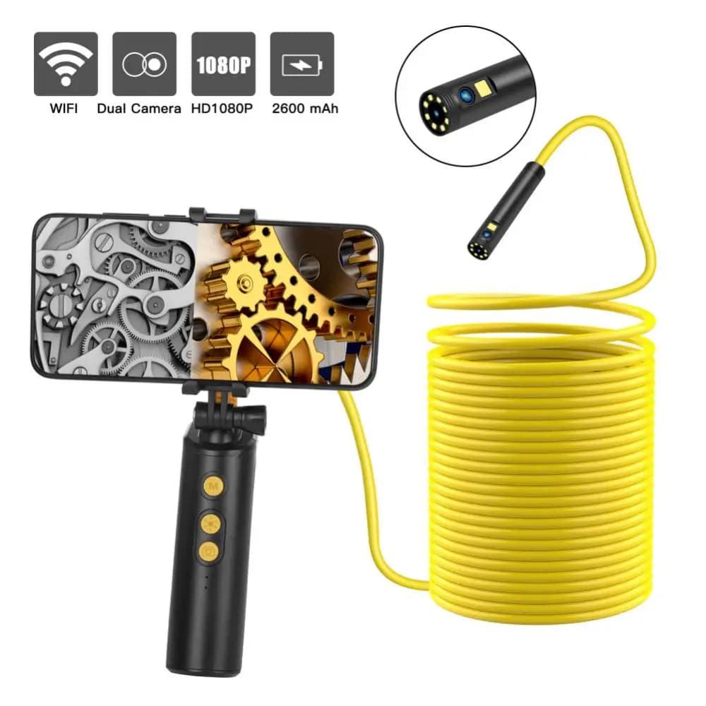 2MP 1080P 8mm WIFI Dual Lens Endoscopio industriale Vista frontale laterale CMOS Periscopio Ispezione Otoscopio Fotocamera Microscopio digitale