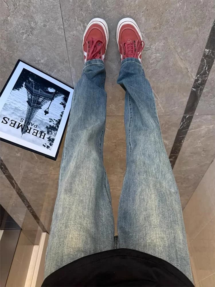 Jeans da Uomo Blu con Fodera in Pile, Vita Alta, Gamba Dritta Slim, Pantaloni Casual alla Moda per Primavera, Autunno e Inverno