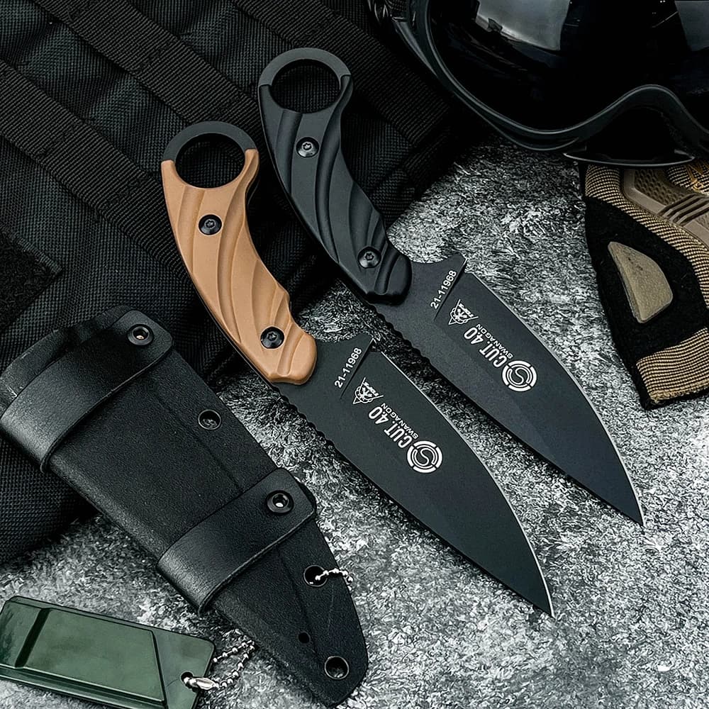 Alta durezza Outdoor 8Cr13Mov Lama Coltello dritto Tattico Wilderness Esplorazione Caccia Strumento di autodifesa Manico in fibra di nylon