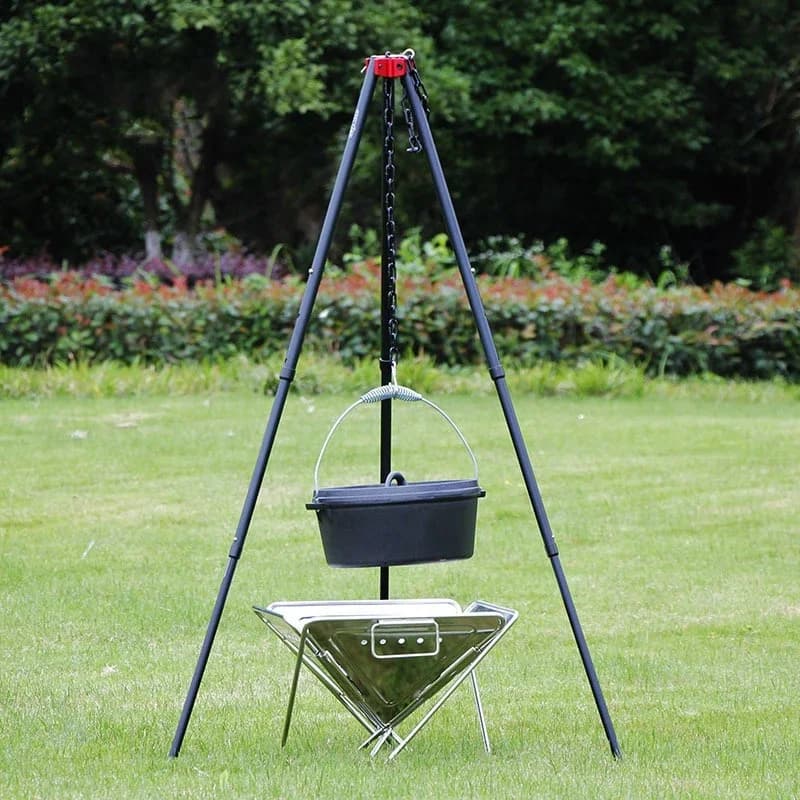 Outdoor Large Bonfire Tripod Portable Camping Picnic Campfire Cooking Pot Hanging Chain Triangle Support Stand Rack Accessories