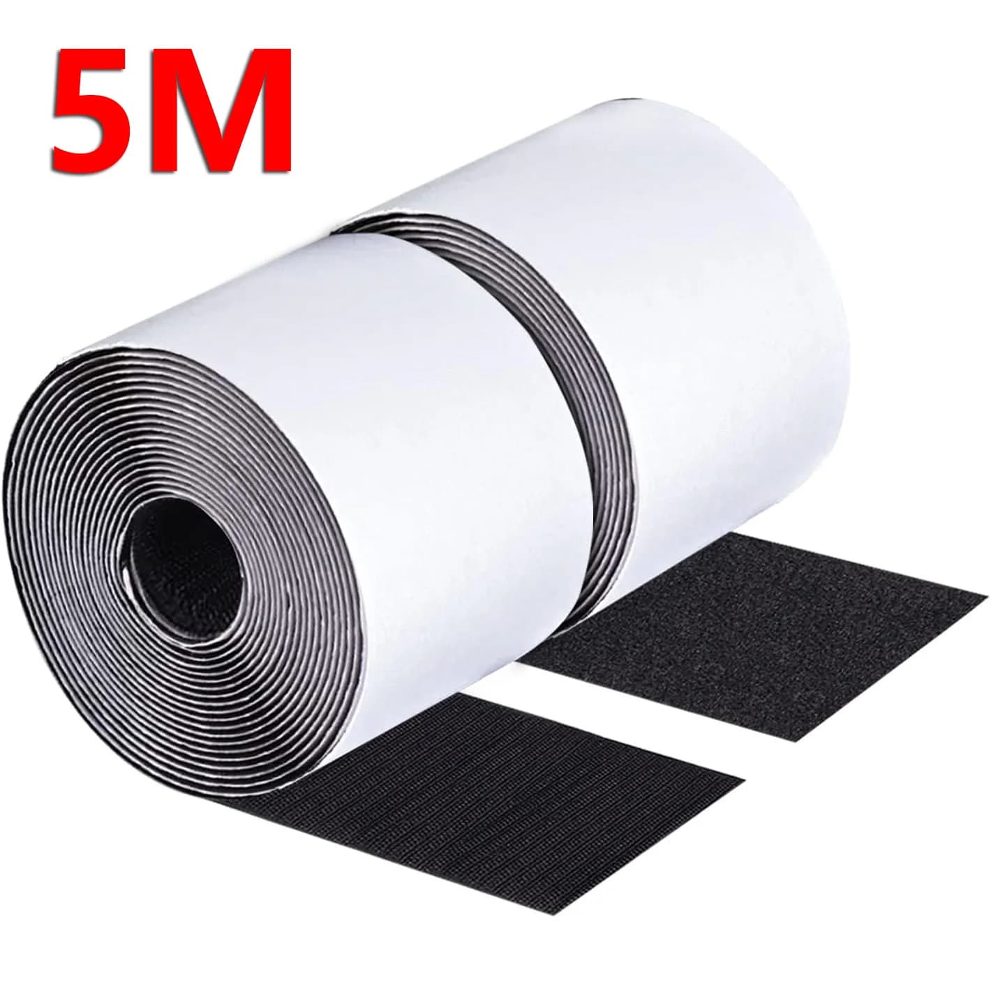 Strisce adesive magiche con gancio e anello da 5 m Nastro di fissaggio autoadesivo resistente Fissaggio appiccicoso per resistenza industriale per fai da te Nero 50 mm