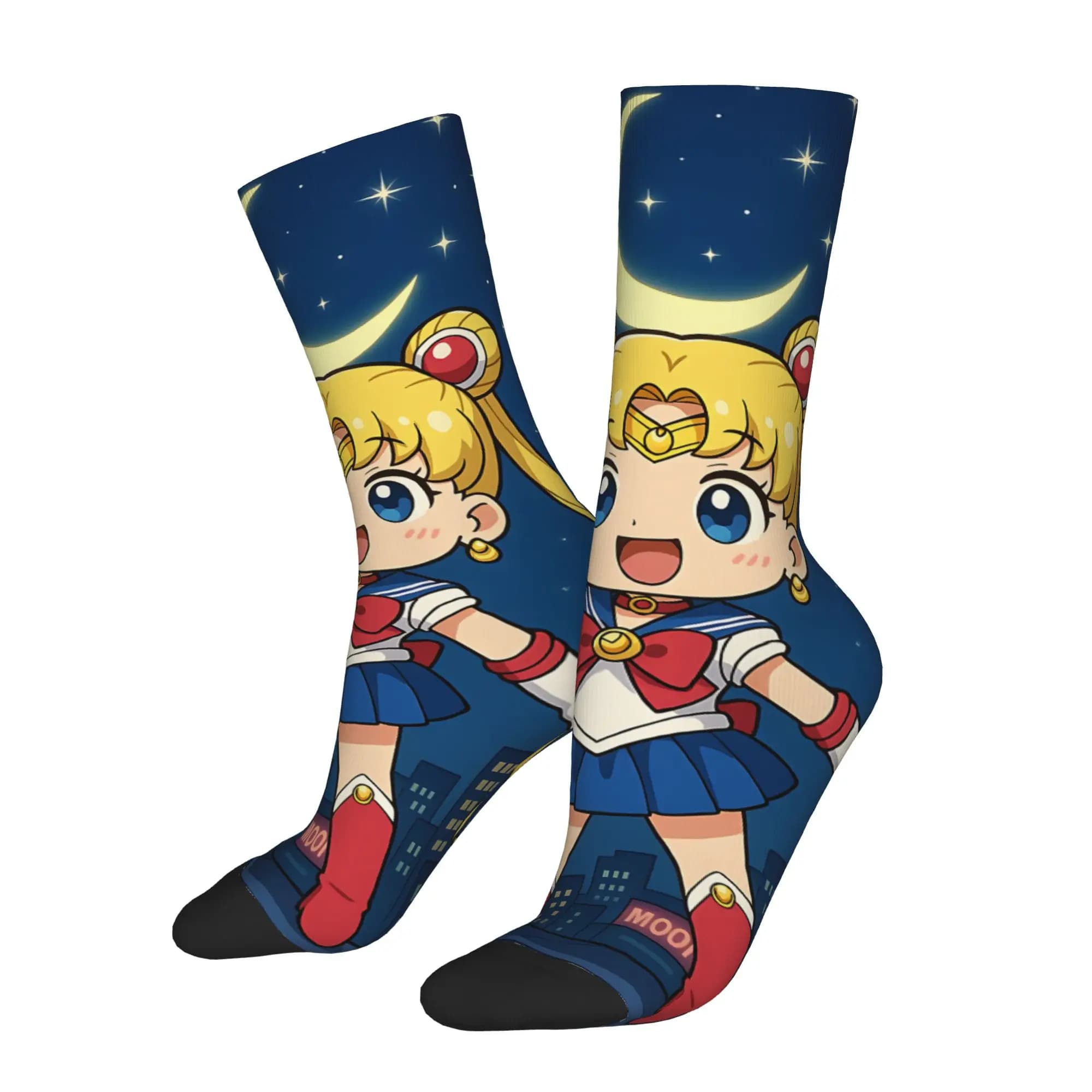 1 Pair Happy Funny Men's Sock Moon Spiral Heart Attack Retro Harajuku Sailor Moon Hip Hop Novelty Seamless Sock