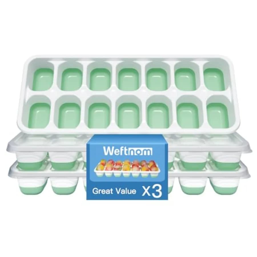 Ice Cube Tray with Lid, 3 Pack Silicone Easy-Release Ice Trays for Freezer, Stackable Ice Cube Molds for Drinks, Cocktails, Whi