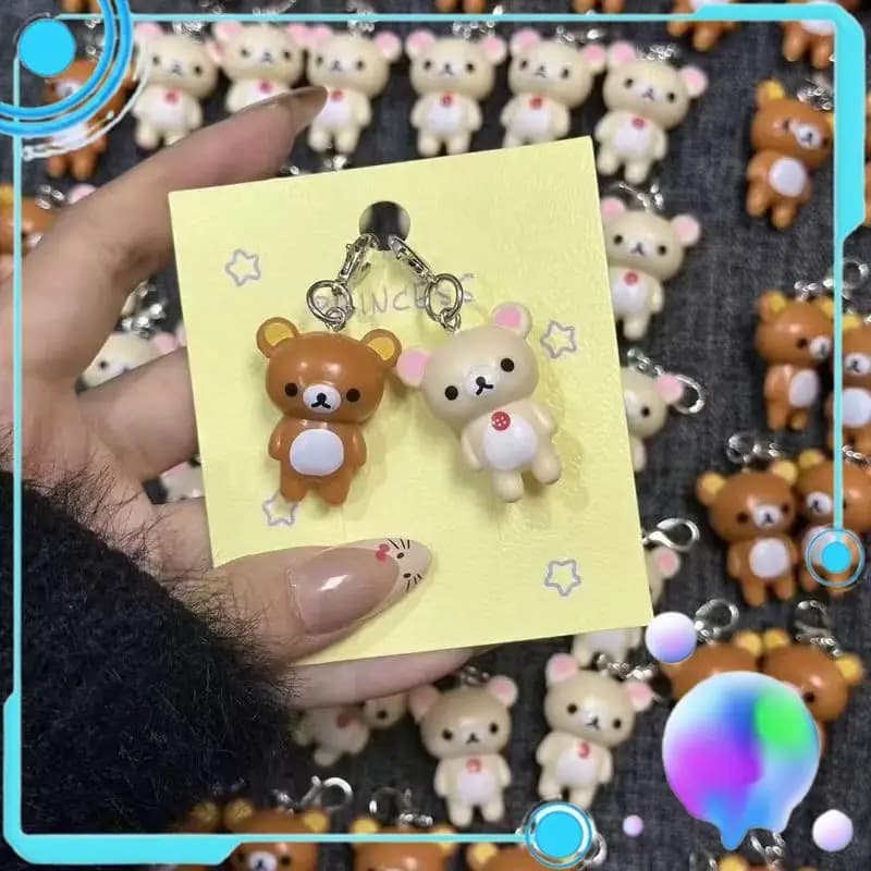 Portachiavi Rilakkuma, ciondolo carino in resina 3D in stile giapponese, accessorio per borsa o zaino, fatto a mano, regalo di compleanno per ragazze e bambini