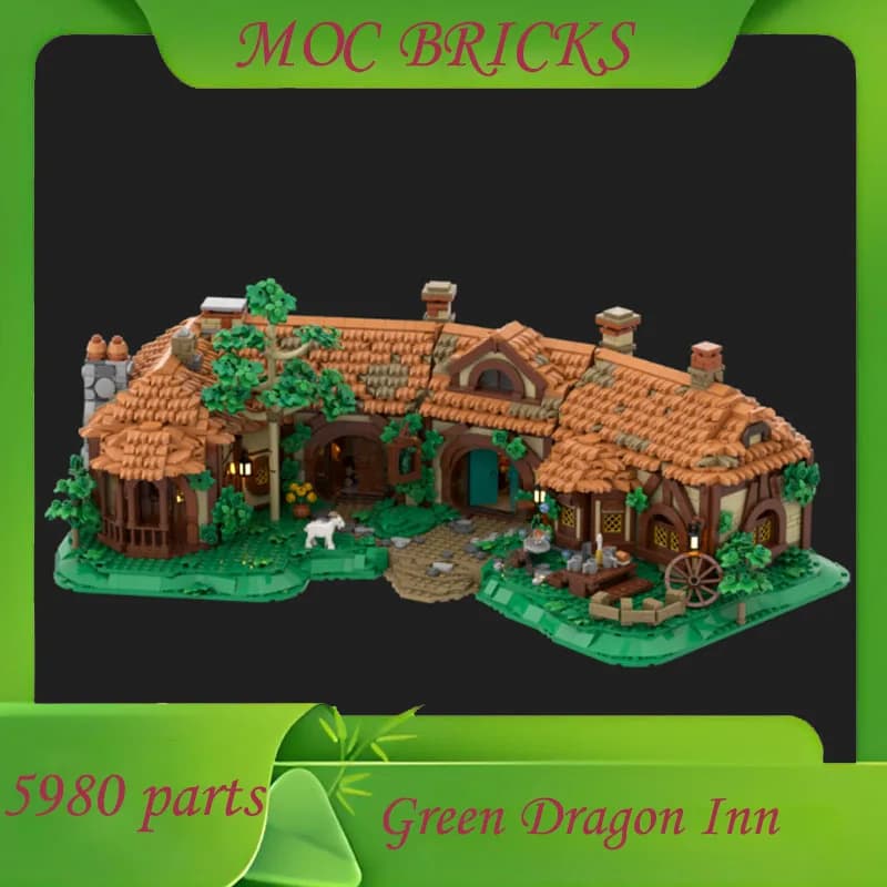 Personalizzato 5980PCS Green Dragon Inn modulare MOC Creative Street View Modello Architettura Educazione fai da te Modello di assemblaggio Regali di compleanno