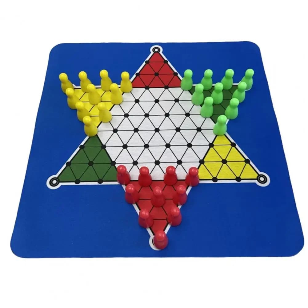1 Set Chinese Checkers Game with 24CM Rubber Chessboard 30 Chess Pieces Kids Adults 4 Players Strategy Chess Games