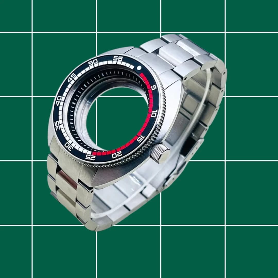 Kit cassa e cinturino per orologio Turtle compatibili con movimento automatico NH35 NH36 4R35 7S26, cassa in abalone, set bracciale da 22 mm