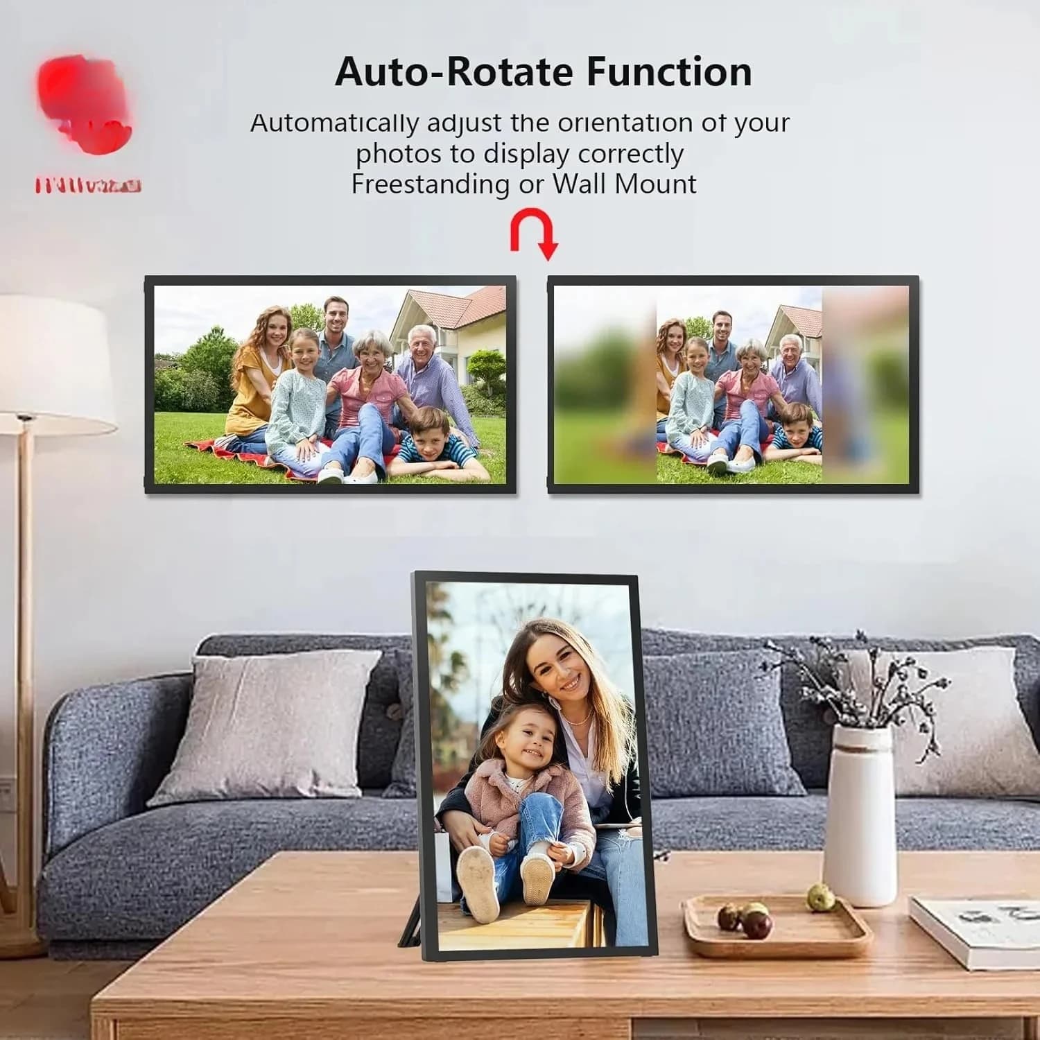 EE Hot Sale 32GB Digital Photo Frame, 21.5-Inch Large WiFi Digital Picture Frame With IPS Screen, Wall Mount Easy Share