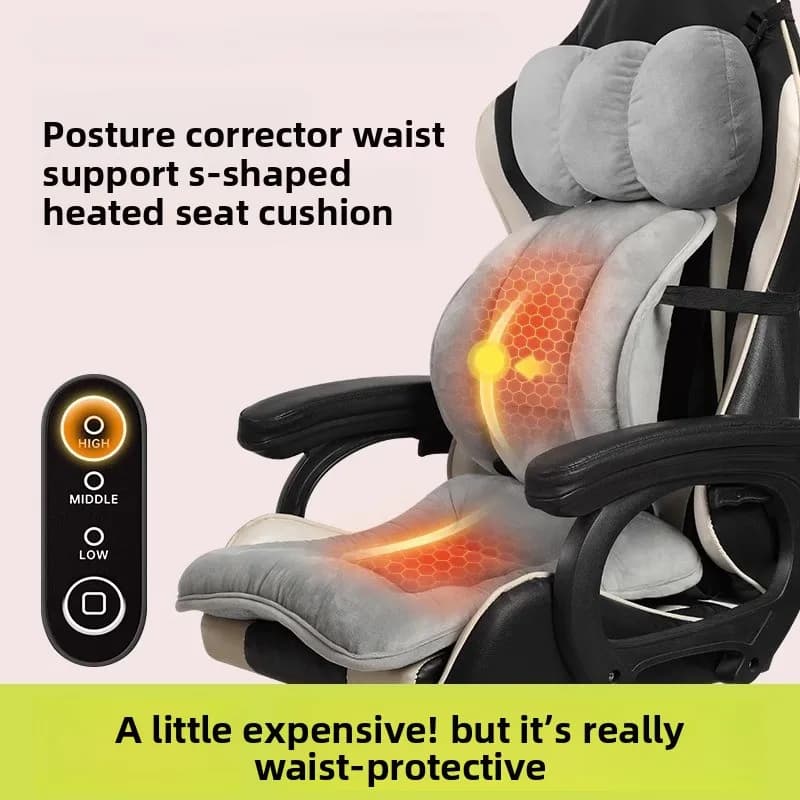 Winter office heated seat cushion backrest integrated pad, electric heated desk chair backrest pad