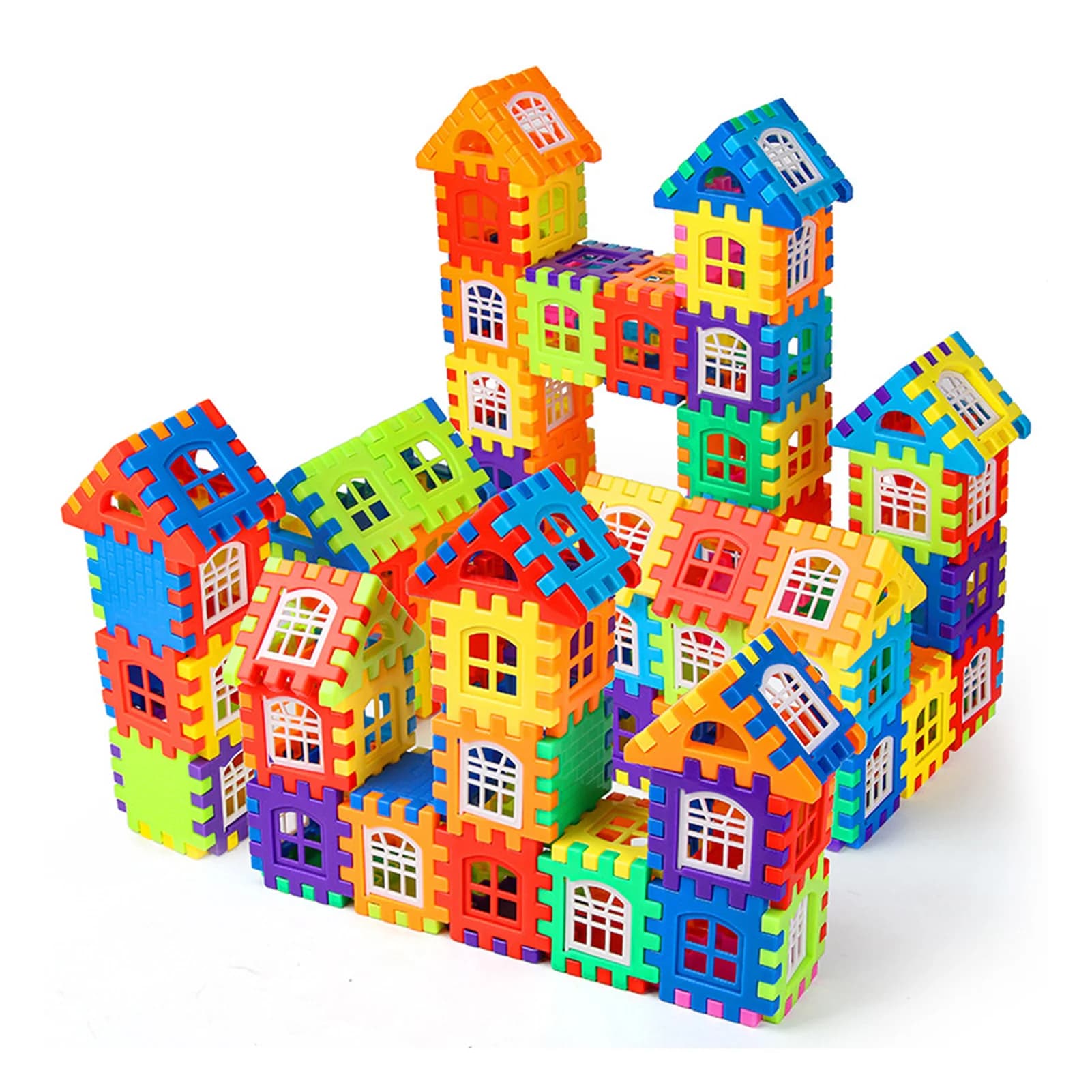 Puzzle 3D colorato a incastro a forma di waffle, giocattolo educativo per bambini, casa dei cartoni animati, regalo di compleanno