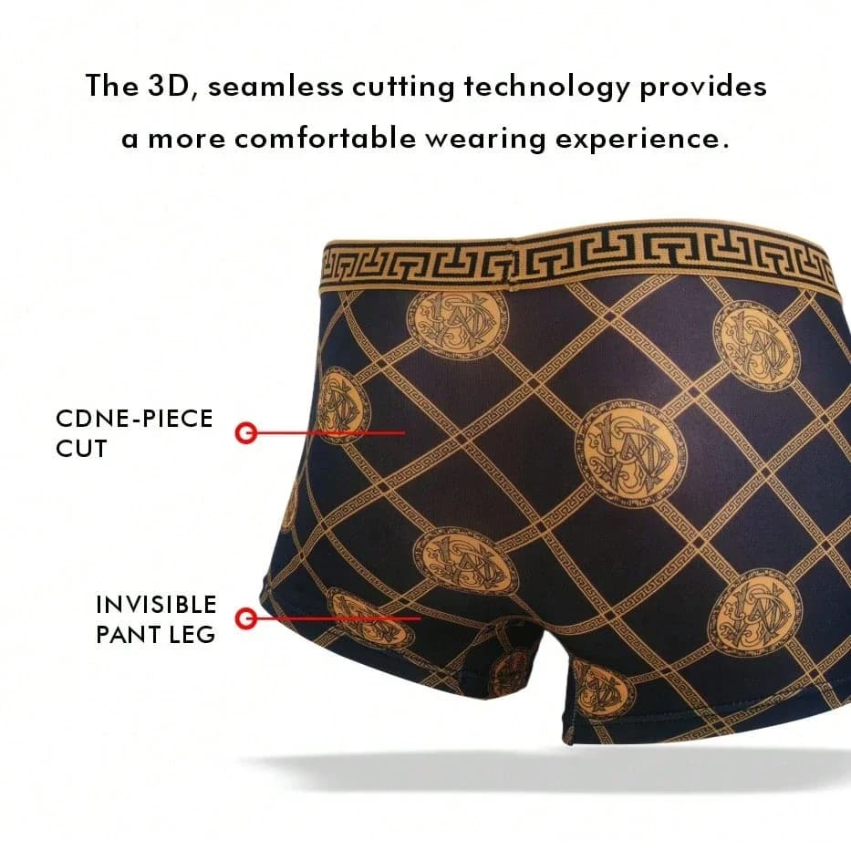 10 pezzi di boxer da uomo con motivo nero e oro, biancheria intima traspirante ed elastica