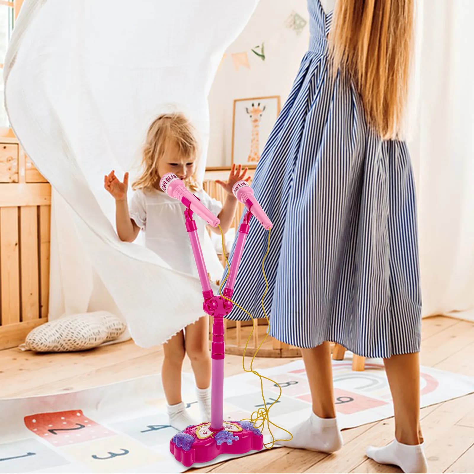 Microfono per Bambini, Macchina Karaoke Portatile, Mini Dispositivo per Bambini, Microfono Musicale per Ragazze, Microfono da Tavolo per Bambini