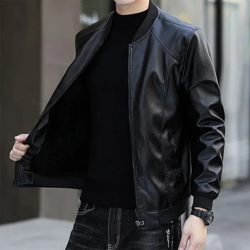 Autunno Inverno Coreano Cappotto solido spesso Uomo Tasca con cerniera Casual Plus Top in velluto Giacca in pelle allentata Moda Y2K Abbigliamento maschile