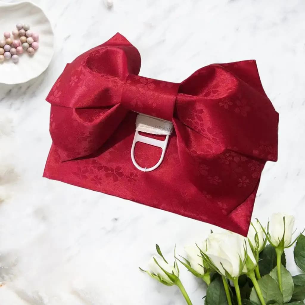 Kimono Japanese Belt with bow Bathrobe Obi Waist Belt tuxedo band for woman, Red, belt 1.4 mx17 cm