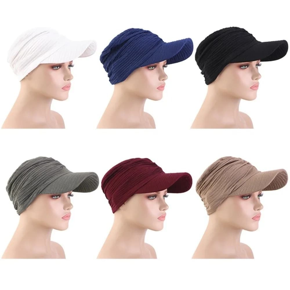 Cappello da sole casual a tinta unita con visiera larga, berretto da baseball hijab da donna alla moda