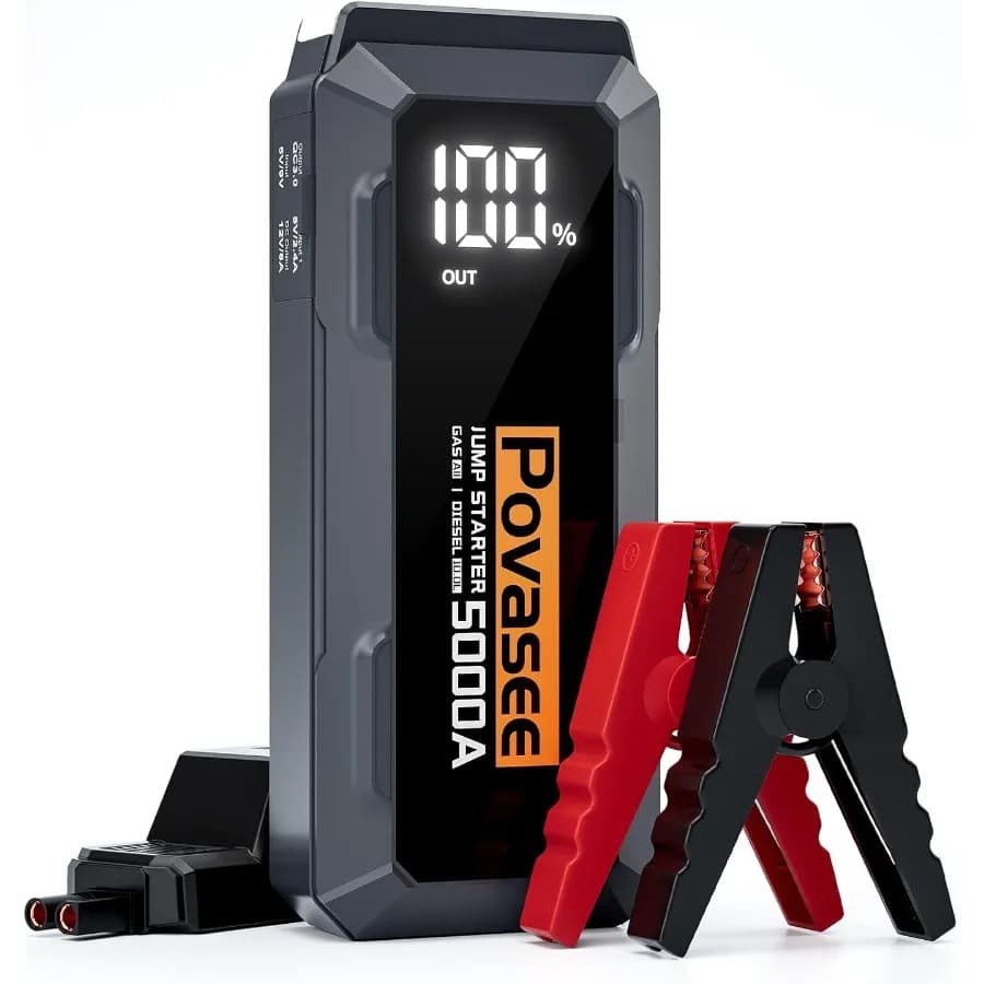 Avviatore di emergenza 5000A Povasee A40 Avviatore di emergenza per batteria per auto Scatola di emergenza da 12 V per auto fino a tutti i ponticelli della batteria del motore diesel a gas o da 10 litri