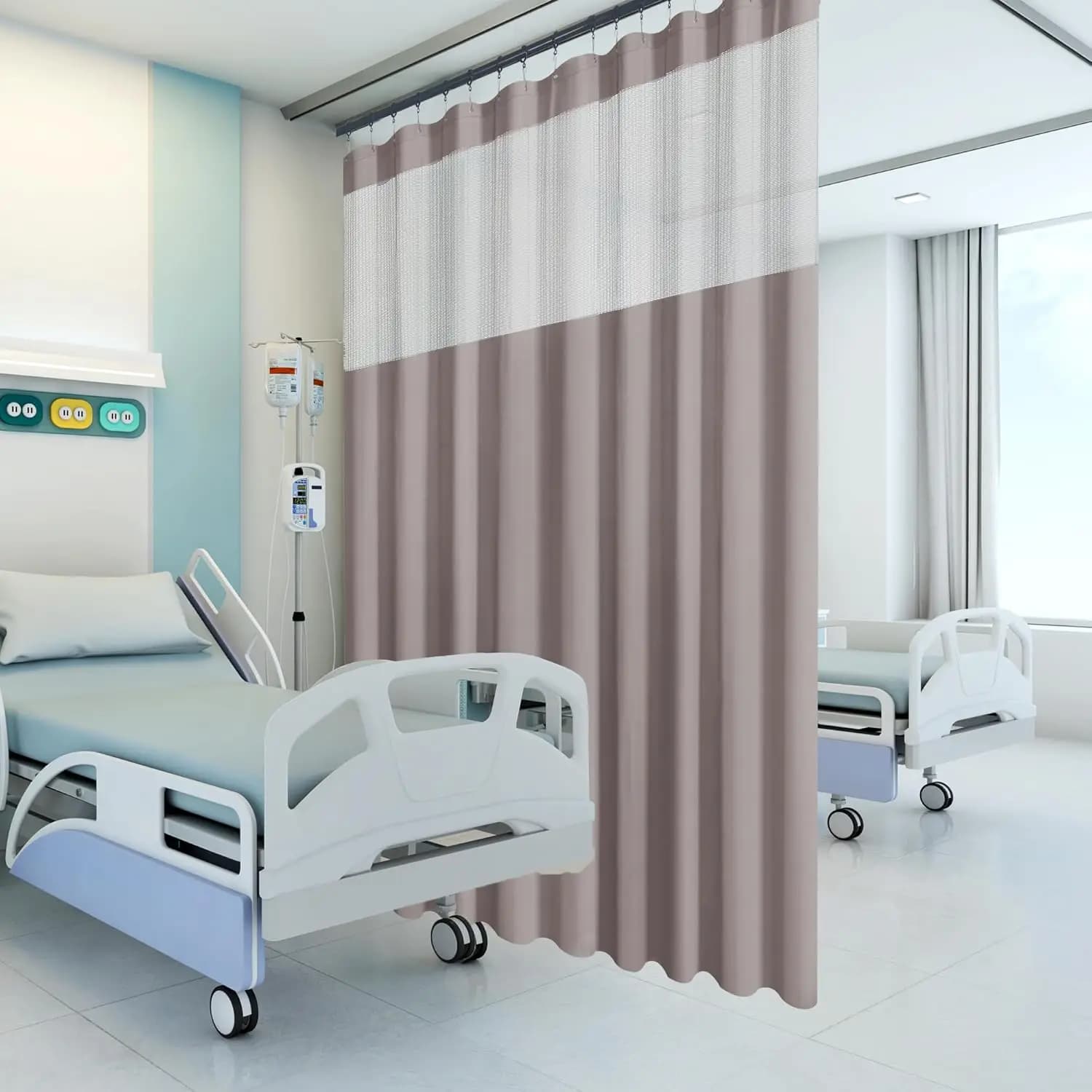 Fire Retardant Hospital Tent with Eyelets, 5x8FT Grey Privacy Notice Panel