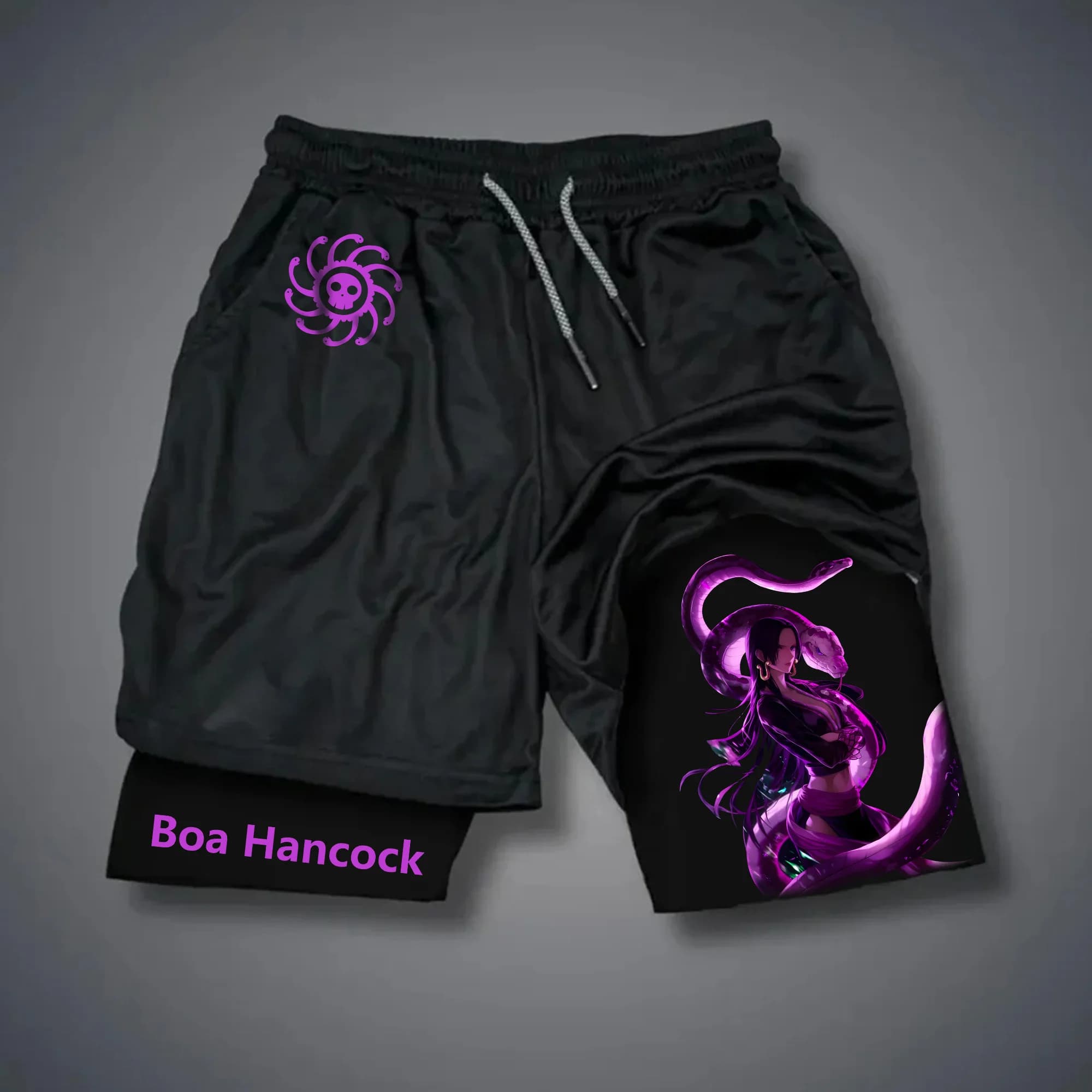 Abbigliamento Sportivo da Uomo Anime One Piece Imperatrice Boya Hancock 2026 Traspirante ad Asciugatura Rapida Stile Urbano in Cotone Doppio Strato 2-in-1 Y2K