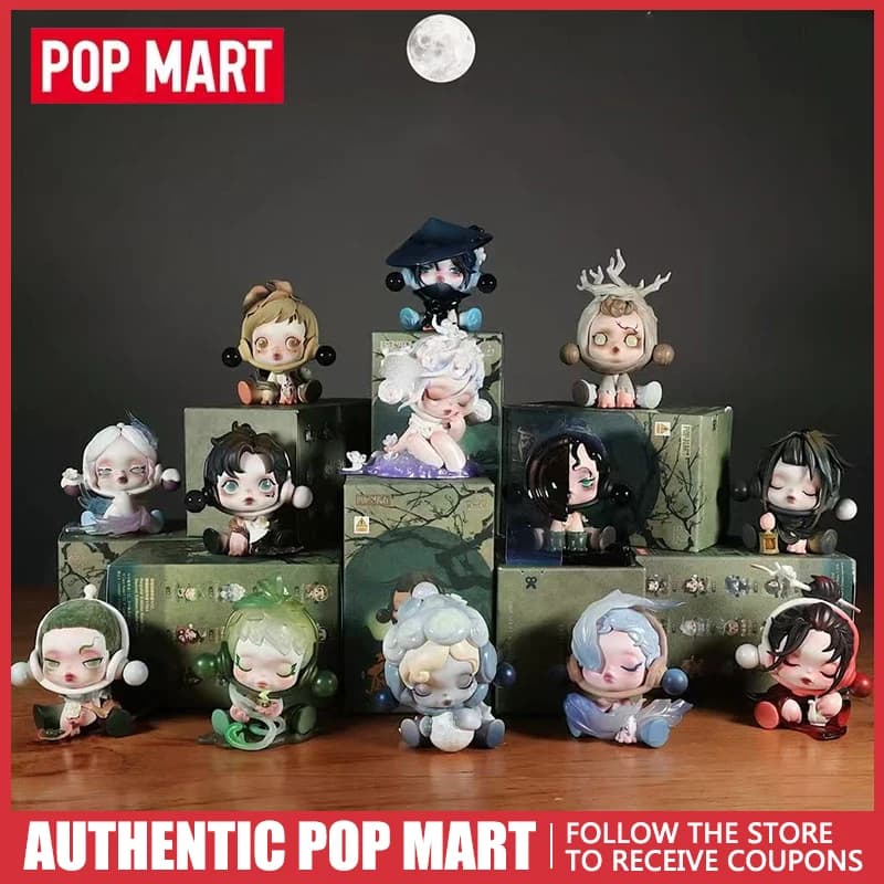 POP MART Originale Skullpanda The Ink Plum Blossom Series Blind Box Kawaii Anime Action Figure Mystery Surprise Doll Regalo per Ragazze
