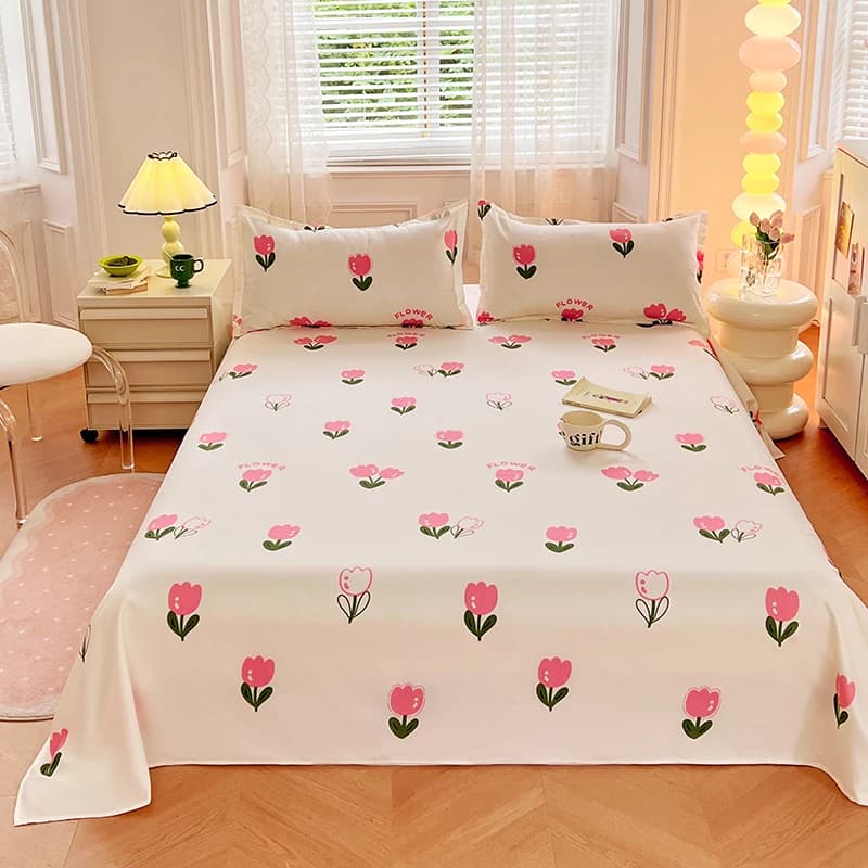 Sheet Flat with Loyalty, Print Cartoon, for Single Bed/Queen/King, Bed linen for Home