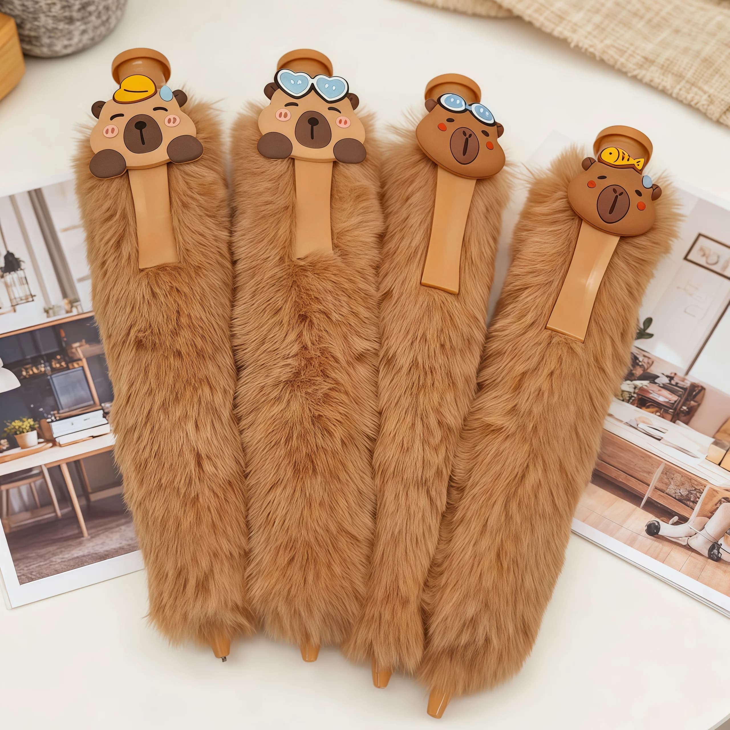 Plush Pen Ballpoint Pen Oversized Giant Retractable Creative Cute Personality Stationery Adorable Capybara Series