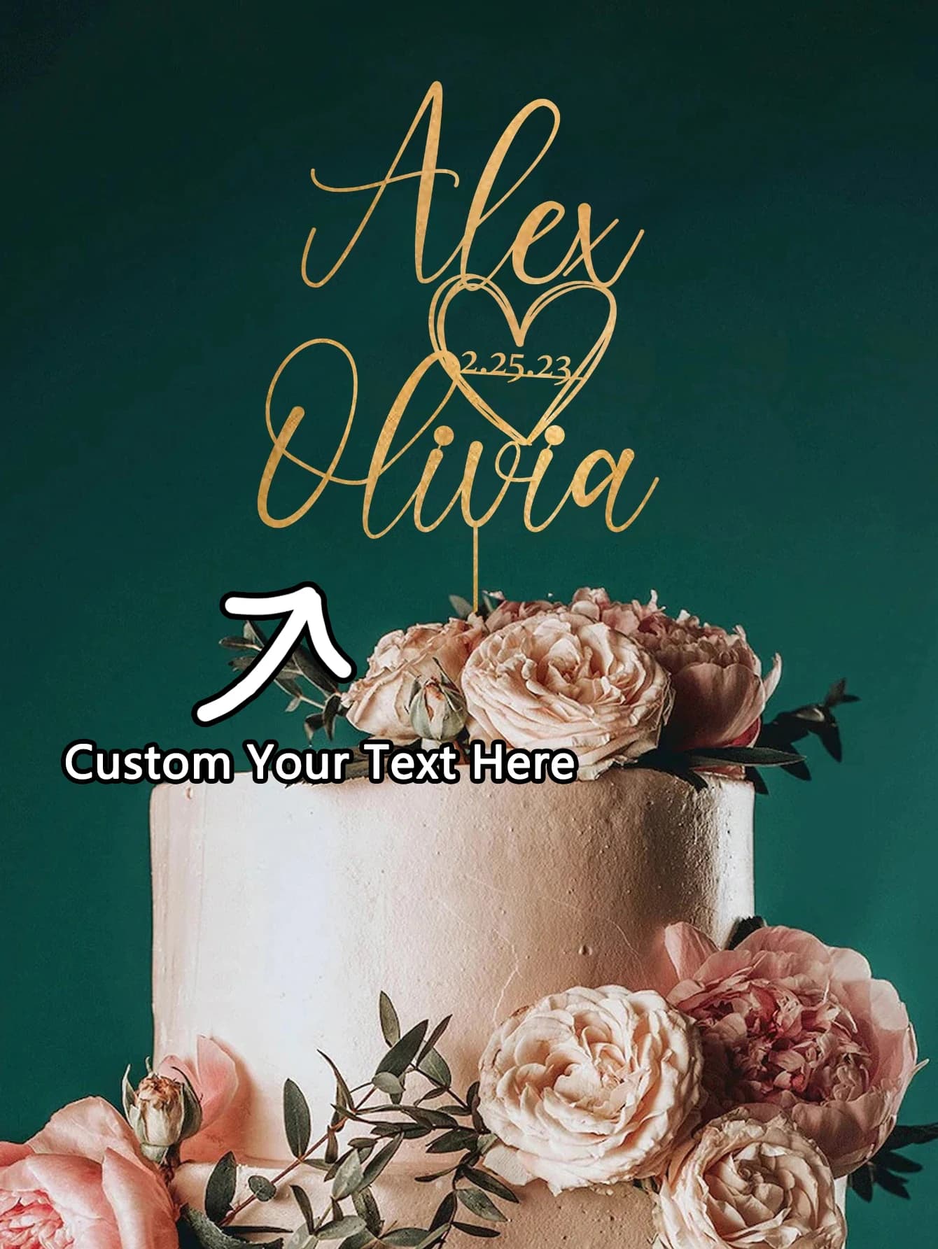 Custom Cake Topper - 1 pc personalized PMMA with metallic gloss, name and date, laser engraved DIY accessory for birthdays, parties and spec