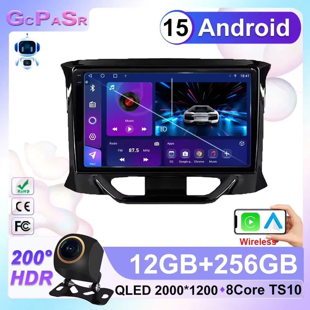Autoradio Per LADA X Ray Xray 2015 2016 2017 2018 2019 Navigazione GPS Lettore Video Multimediale Stereo Carplay + Auto BT Android 15