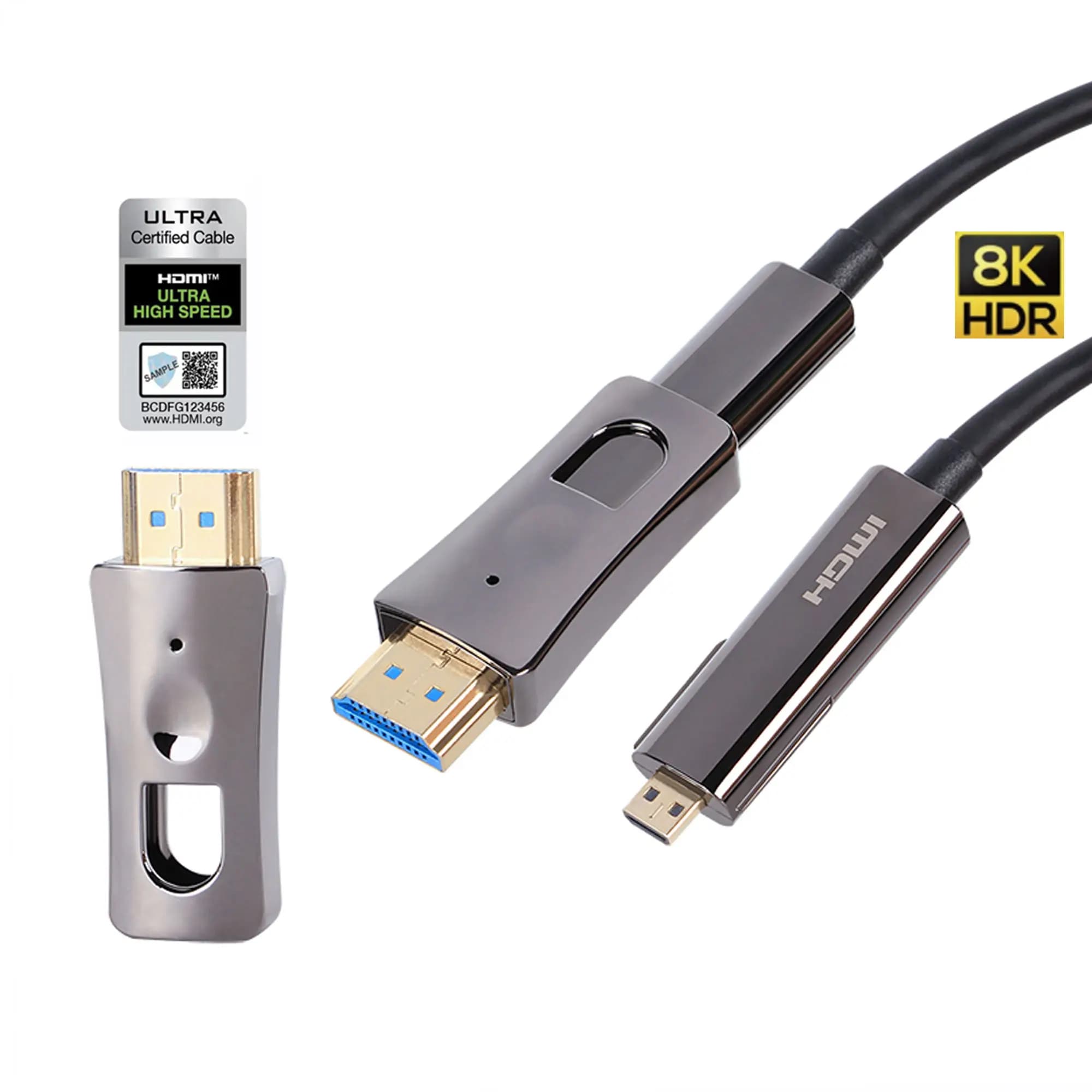 Cavo HDMI 2.1 Ottico 8K Micro HDMI in Fibra Ottica 120Hz 48Gbps ARC HDR HDCP 10m 15m 20m per TV PS5 Proiettore RTX 4070/4090