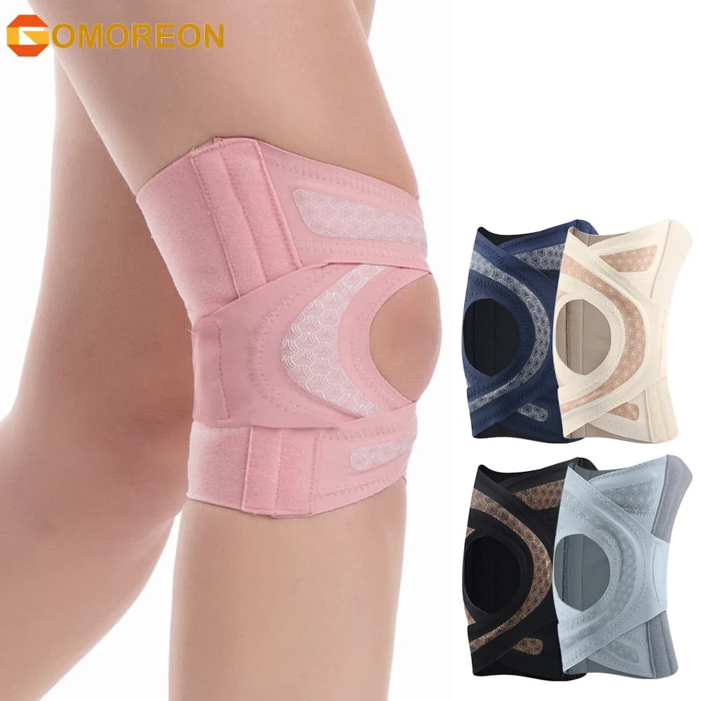 Ginocchiera 1 pezzo per donna e uomo, ginocchio con stabilizzatori laterali, supporto per ginocchio regolabile