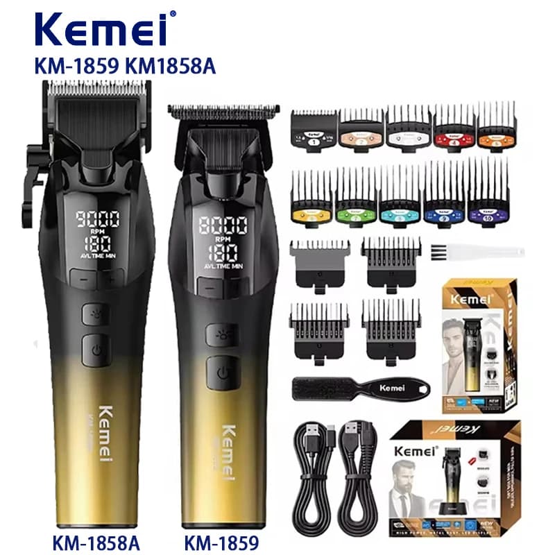 Kemei 1859-1858A Professional Electric Hair Cutting Machine for Men, Wireless Hair Cutting Machine, Hair Trimmer