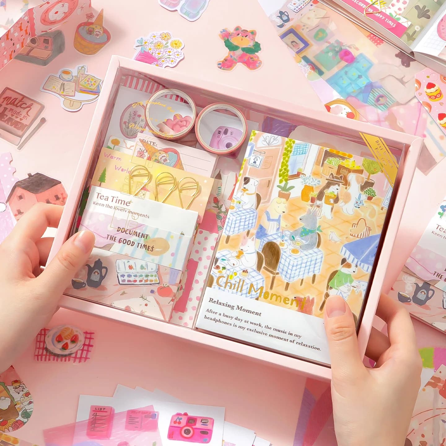 12 Pcs Large size Scrapbooking Set DIY Diary Album Stickers Material paper tape Set students Stationery prizes Journal Gift box