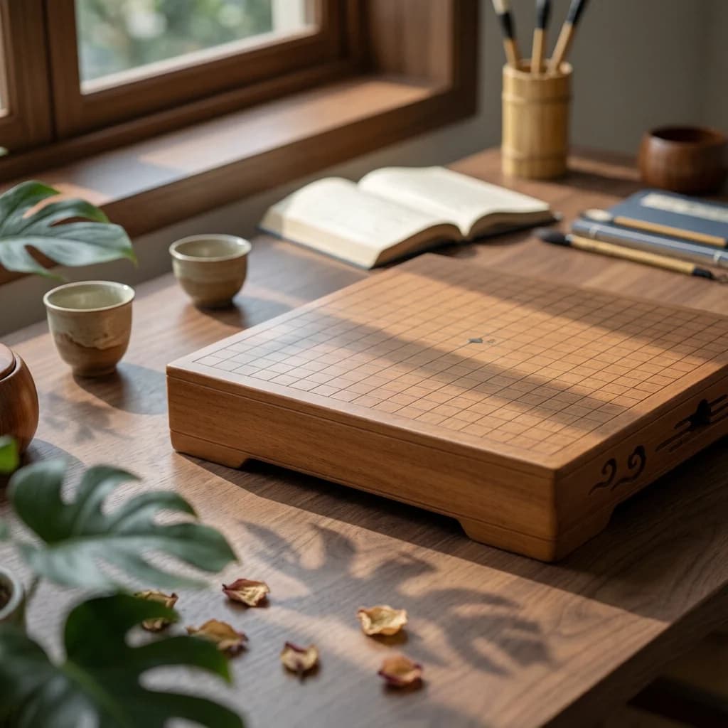 Chinese Chess and Weiqi Set Gift Choice 2-in-1 Chess Board Wooden Weiqi Board Double-Sided Use Storage Drawer for Adults