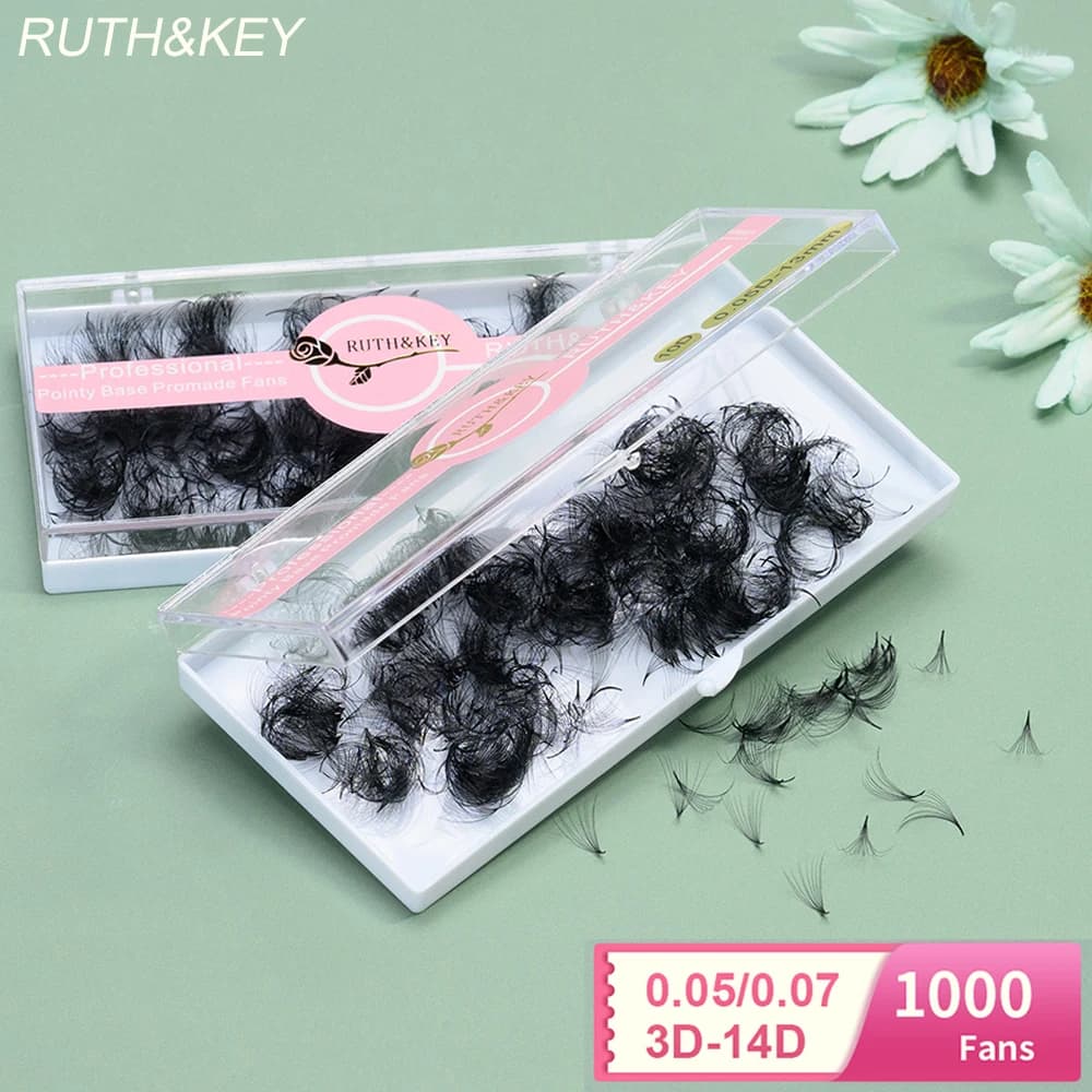 1000 Cluster Thin Pointy Base Premade Lash Sharp Russian Volume Loose Fans Faux Ready Cils Natural Individual False Lashes Bulk