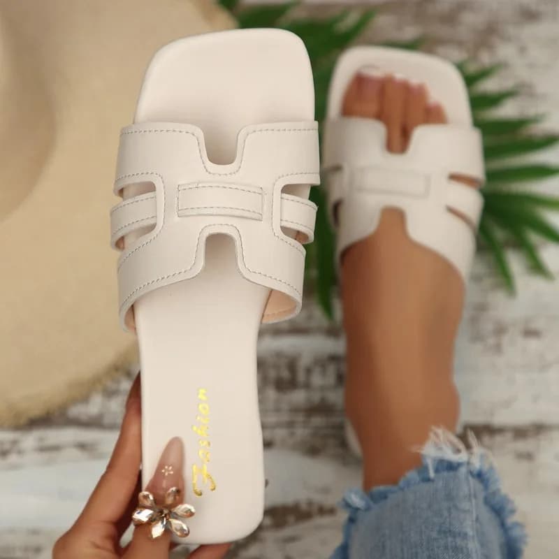 Nuove Ciabatte Estive 2026 da Donna a Tinta Unita, Leggere, con Punta Quadrata Aperta, Scarpe Casual Comode, Sandali Bassi da Donna