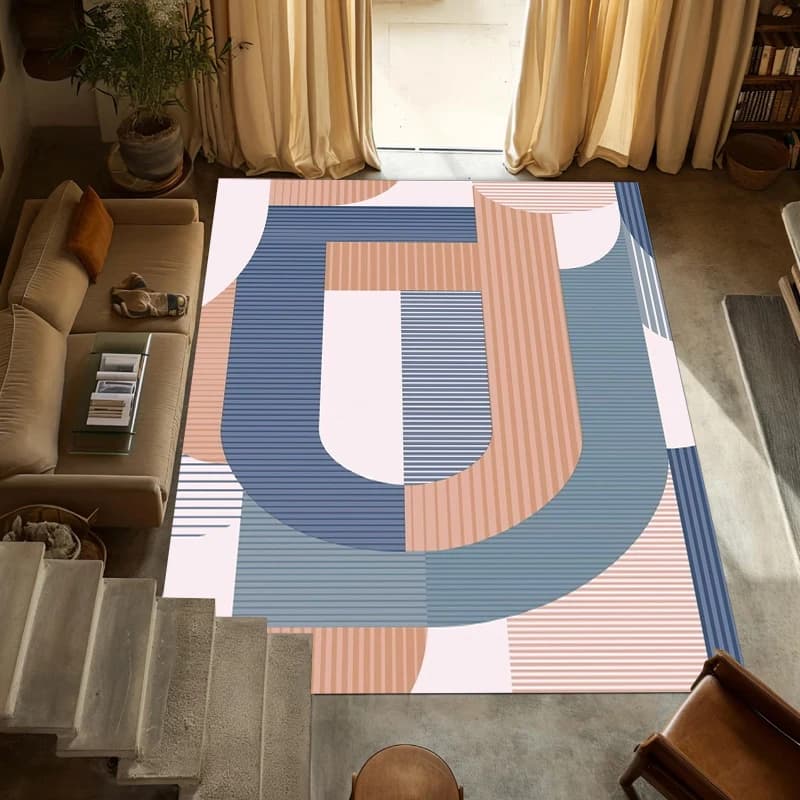 Tappeti Moderni Geometrici di Grandi Dimensioni per Soggiorno, Tappeto Antiscivolo di Lusso, Facile da Pulire, Tappetino Decorativo per Camera da Letto, Stile Nordico