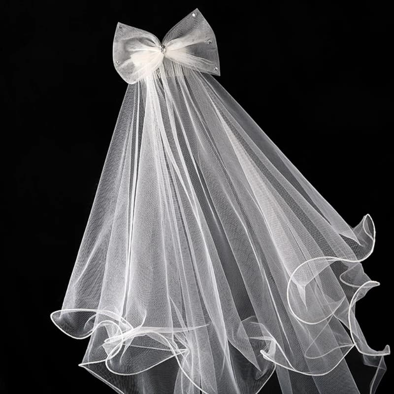 Velo da comunione per ragazze con pettine Velo da sposa corto a 2 livelli per bambini Dropship