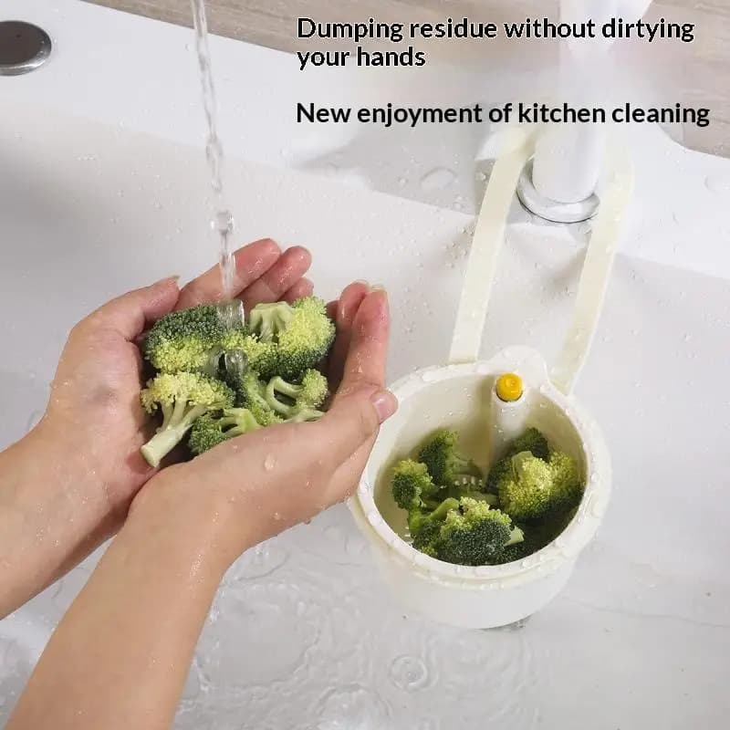 Cestello per scarico lavello 2 IN 1, sacchetto filtro appendibile al rubinetto, cestello automatico regolabile, porta spugne per lavello, raccoglitore di rifiuti da cucina