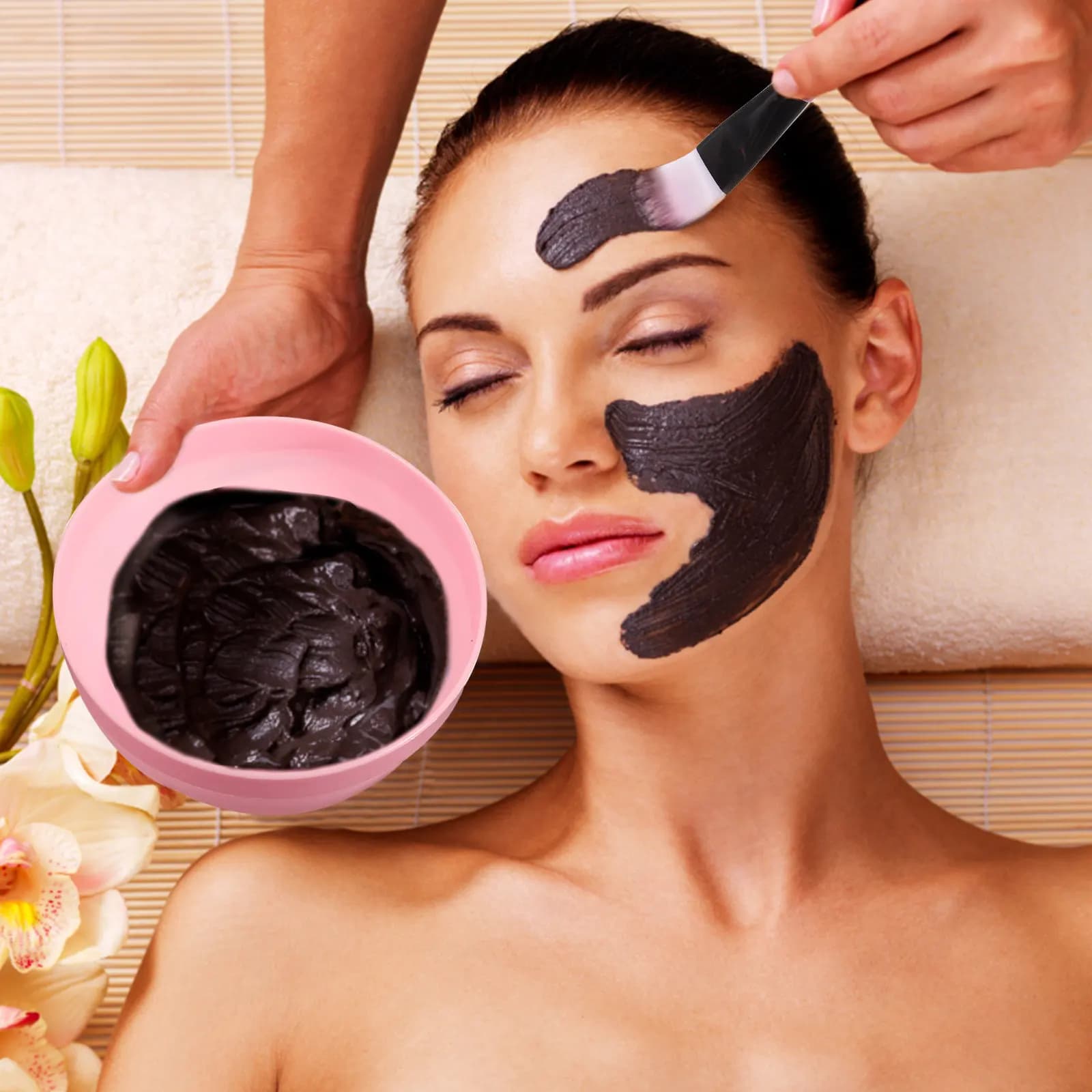 Skin Care Tools Set: Compressed Face Mask Kit, Mixing Bowl, Brush, Spatula, Beauty Accessories