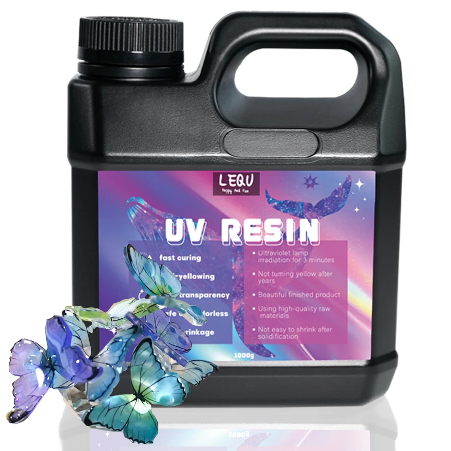 Resina UV sfusa Crystal Clear Grande resina epossidica curativa UV Kit rigido Resina premiscelata Colla UV trasparente ad attivazione solare per gioielli