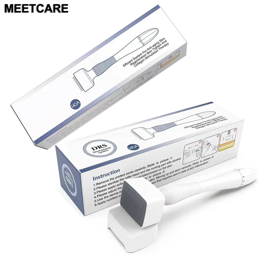 Derma Stamp Roller DRS140 con Ago Regolabile per Microneedling, Massaggio, Rimozione Smagliature, Trattamento per Perdita di Capelli e Cellulite
